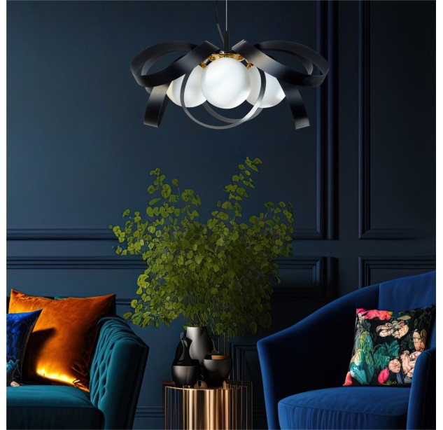 1139 LAMPA WISZĄCA NELA FLAT 65CM CZARNO-ZŁOTA/BLACK-GOLD