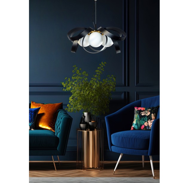1139 LAMPA WISZĄCA NELA FLAT 65CM CZARNO-ZŁOTA/BLACK-GOLD