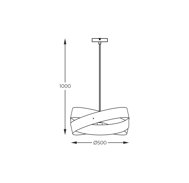 1142 LAMPA WISZĄCA TORNADO 50 CM CZARNA/BLACK
