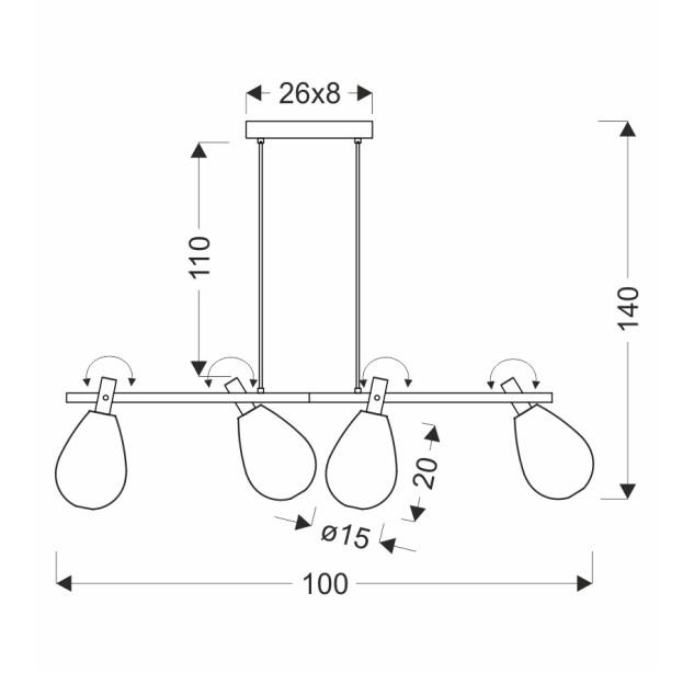 DENSO 4x5W G9 Pendant Light  34-51226