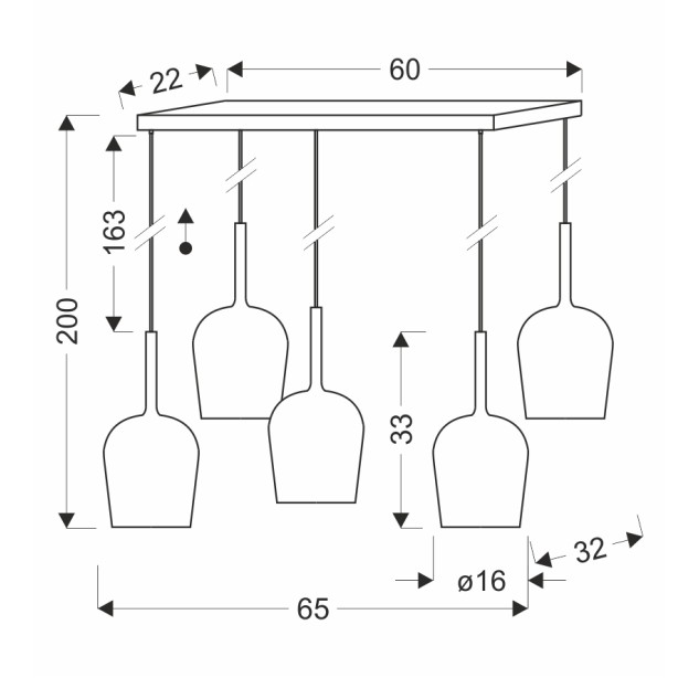 Pakabinamas šviestuvas GLAXI 5x9W GX53  35-50434