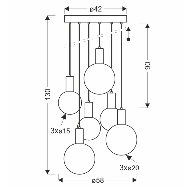 Pakabinamas šviestuvas TESTA 6x10W G9  36-50915