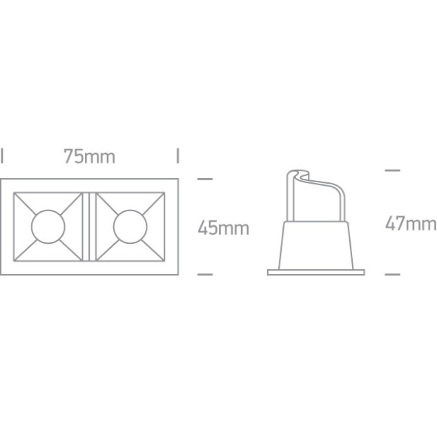 Įleidžiamas LED šviestuvas 2x2W 3000K 50202B/B/W
