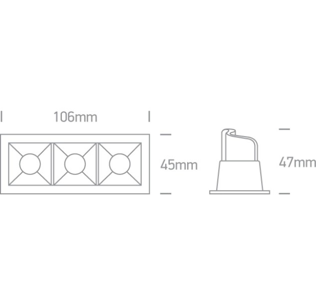 Įleidžiamas LED šviestuvas 3x2W 3000K 50302B/B/W