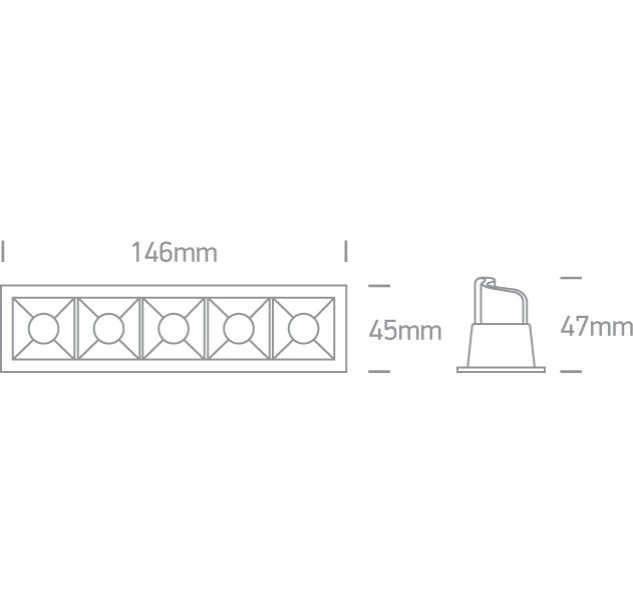 Įleidžiamas LED šviestuvas 5x2W 3000K 50502B/B/W Įleidžiamas LED šviestuvas 5x2W 3000K 50502B/B/W