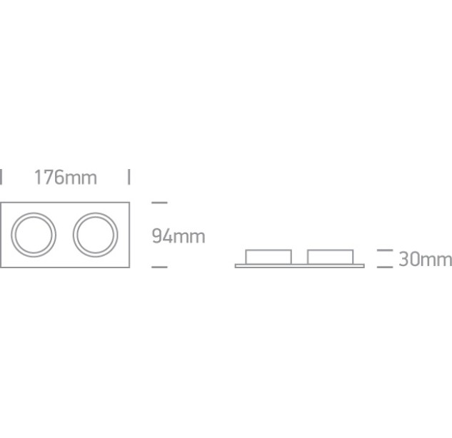 Reguliuojamas Įleidžiamas šviestuvas 2x10W GU10 51205ABG/W Reguliuojamas Įleidžiamas šviestuvas 2x10W GU10 51205ABG/W