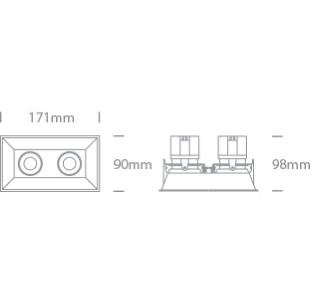 Reguliuojamas Įleidžiamas LED šviestuvas 2x11W 3000K 51211C/B/W