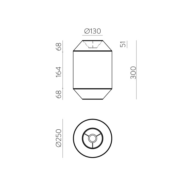 Kira Shade %D8250x300mm Balta/Juoda, E27