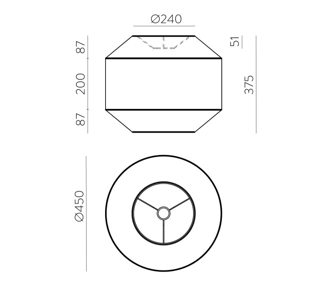 Kira Shade %D8450x375mm Balta/Juoda, E27