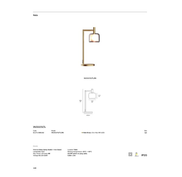 Stalinis šviestuvas NALA 9W E14 61171-006162