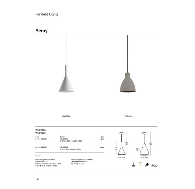 Pakabinamas šviestuvas REMY 20W E27 64174-292131