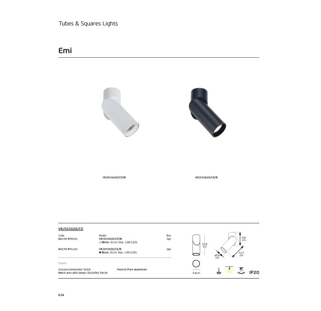 Lubinis šviestuvas EMI 12W GU10 64174-970121 Lubinis šviestuvas EMI 12W GU10 64174-970121