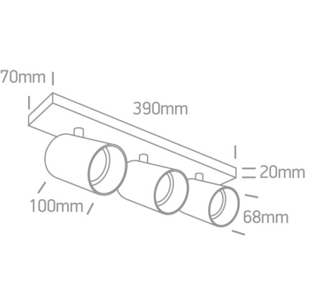 Lubinis/sieninis šviestuvas 3x3x10W GU10 65305N/B
