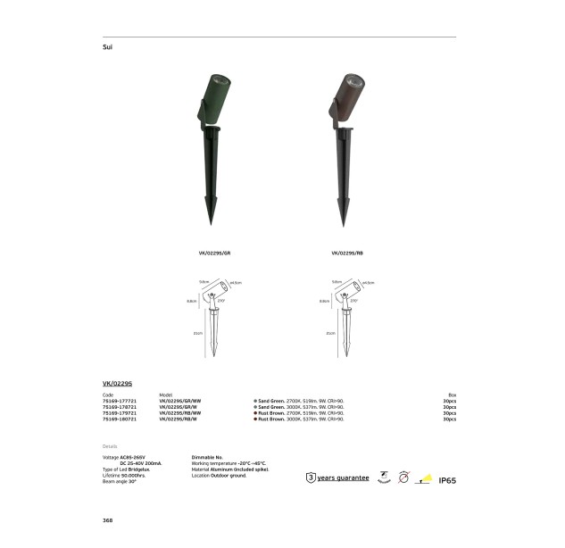 Lauko įsmeigiamas šviestuvas SUI 2700K 9W IP65 75169-177721 Lauko įsmeigiamas šviestuvas SUI 2700K 9W IP65 75169-177721