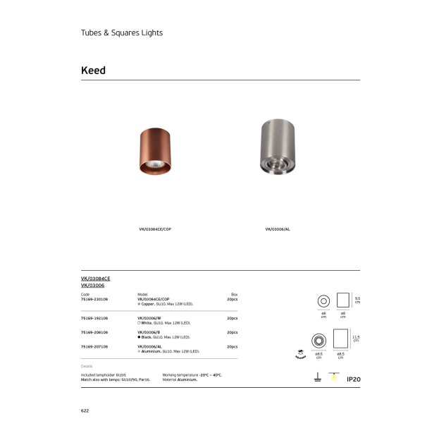 Lubinis šviestuvas KEED 12W GU10 75169-207108