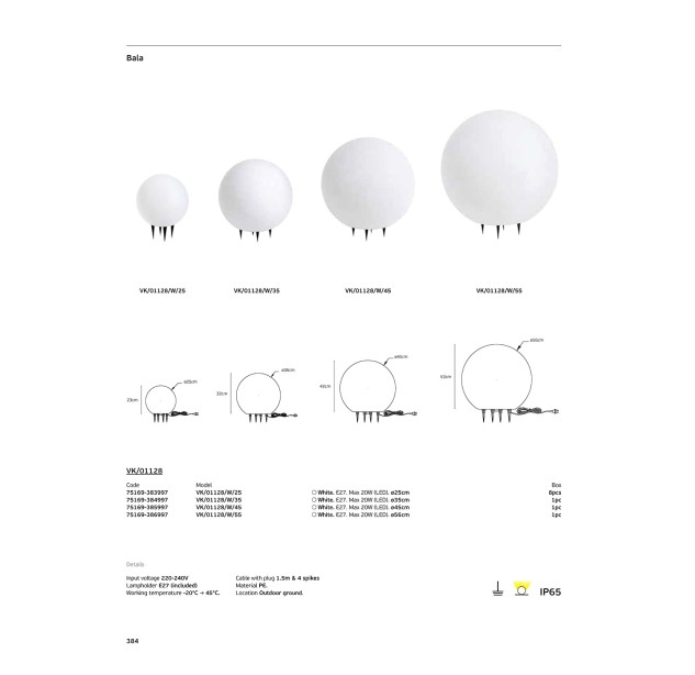 Lauko įsmeigiamas šviestuvas BALA 20W IP65 75169-385997