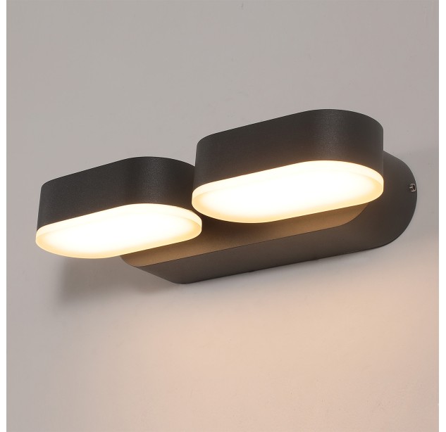 Kansas sieninis šviestuvas, tekstūruotas juodas, LED 2x5,5 W, 3000 K, 800 lm, CRI 90, CL.I, IP54, dim. Triac, ON-DEMAND **