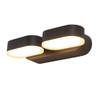 Kansas sieninis šviestuvas, tekstūruotas juodas, LED 2x5,5 W, 3000 K, 800 lm, CRI 90, CL.I, IP54, dim. Triac, ON-DEMAND **