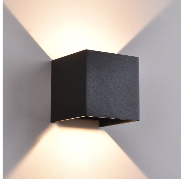 Kendo sieninis šviestuvas 100 mm, tekstūruotas juodas, LED 2x5,5 W, 1060 lm, CRI90, CL.I, IP65, 2700–3000 K, slankusis jungiklis, DAUGIAKOMPLEKTIS