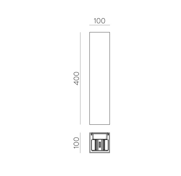 Kendo sieninis šviestuvas 400 mm, tekstūruotas juodas, LED 2x5,5 W, 1060 lm, CRI90, CL.I, IP65, 2700–3000 K, slankusis jungiklis, MULTI-PACK