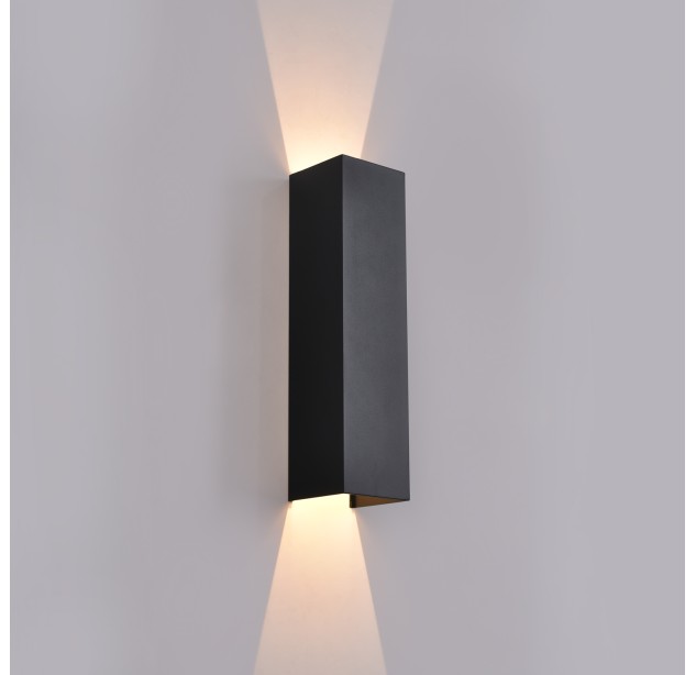 Kendo sieninis šviestuvas 400 mm, tekstūruotas juodas, LED 2x5,5 W, 1060 lm, CRI90, CL.I, IP65, 2700–3000 K, slankusis jungiklis, MULTI-PACK