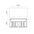 Kendo sieninis šviestuvas 200x100 mm, tekstūruotas baltas, LED 4x5,5 W, 2120 lm, CRI90, CL.I, IP65, 2700–3000 K, slankusis jungiklis, DAUGIAKOMPLEKTIS
