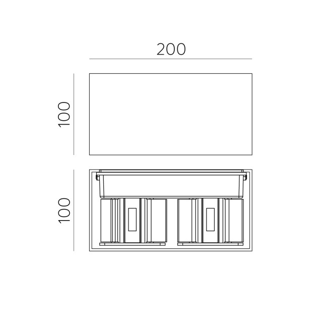 Kendo sieninis šviestuvas 200x100 mm, tekstūruotas juodas, LED 4x5,5 W, 2120 lm, CRI90, CL.I, IP65, 2700–3000 K, slankusis jungiklis, dimerizavimas, DALI/Push, MULTI-PACK, ON-DEMAND **