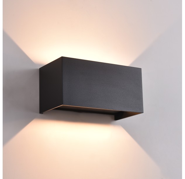 Kendo sieninis šviestuvas 200x100 mm, tekstūruotas juodas, LED 4x5,5 W, 2120 lm, CRI90, CL.I, IP65, 2700–3000 K, slankusis jungiklis, dimerizavimas, DALI/Push, MULTI-PACK, ON-DEMAND **