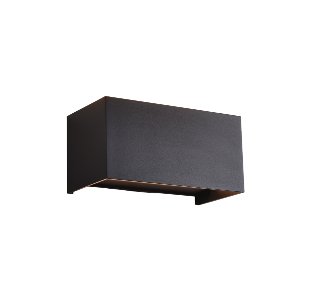 Kendo sieninis šviestuvas 200x100 mm, tekstūruotas juodas, LED 4x5,5 W, 2120 lm, CRI90, CL.I, IP65, 2700–3000 K, slankusis jungiklis, dimeriuotas, triakas, daugiapakė, pagal užsakymą **