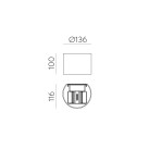 Kowa sieninis šviestuvas 100 mm Corten, LED 2x5,5 W 1060 lm, CRI90 CL.I IP65, Kelvinas 2700 K–3000 K, slankusis jungiklis, MULTI-PACK