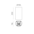 Kowa sieninis šviestuvas 250 mm Corten, LED 2x5,5 W 1060 lm, CRI90 CL.I IP65, Kelvinas 2700 K–3000 K, slankusis jungiklis, MULTI-PACK