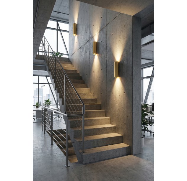 Kowa sieninis šviestuvas 400 mm Tech Gold, LED 2x5,5 W 1060 lm, CRI90 CL.I IP65, Kelvinas 2700 K–3000 K, slankusis jungiklis, MULTI-PACK