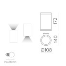 Nori sieninis šviestuvas 16/2044-1 tekstūruotas baltas, LED E27 15 W, CL.I IP65