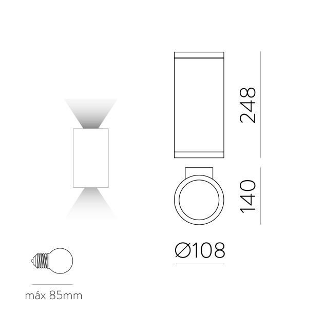 Nori sieninis šviestuvas 16/2044-2 tekstūruotas antracitas, LED E27 2x15W, CL.I IP65
