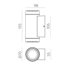 Artic sieninis šviestuvas 16/2091-2 Tekstūruotas antracitas, LED GU10 2x8W, CL.I IP65