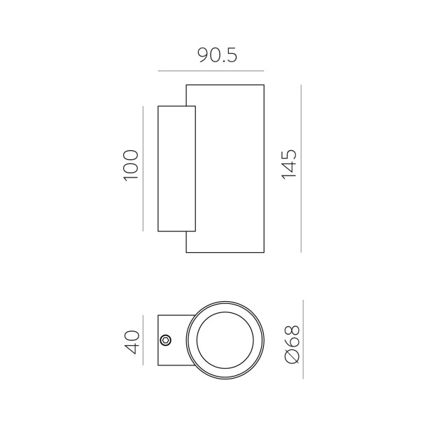 Nox sieninis šviestuvas 2092 tekstūruotas antracitas, LED 2x9W 2700K 1540lm, CRI90 CL.I IP65