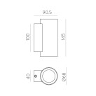Nox sieninis šviestuvas 2092 tekstūruotas antracitas, LED 2x9W 2700K 1540lm, CRI90 CL.I IP65