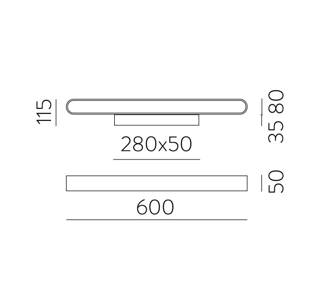 Gala sieninis šviestuvas 16/3189-60, tekstūruotas juodas, LED 31 W, 3650 lm, CRI 90, CL.I, integruotas LED, 2700 K–3000 K–4000 K, slankusis jungiklis