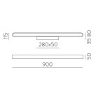 Gala sieninis šviestuvas 16/3189-90 Technical Gold, LED 43 W, 5190 lm, CRI 90, CL.I, integruotas LED, 2700 K–3000 K–4000 K, slankusis jungiklis