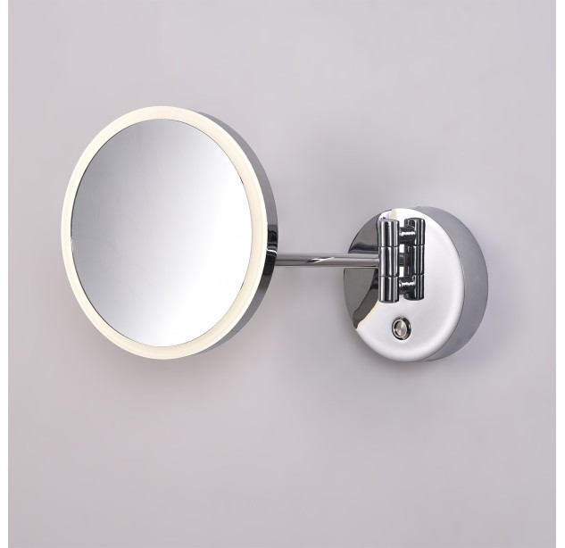 Boan Mirror 16/3252 Chrome, LED 7 W, 735 lm, CRI 90, CL.II, IP44, 5 kartų didinantis stiklas, su jungikliu, 3000 K–4000 K, slankusis jungiklis, reguliuojamas