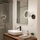 Boan Mirror 16/3252 Matinė juoda, LED 7 W 735 lm, CRI90 CL.II IP44, 5 kartų didinantis stiklas, su jungikliu, 3000 K–4000 K slankusis jungiklis, reguliuojamas