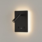 Manat sieninis šviestuvas 16/3568 tekstūruotas juodas, LED 5 W 3000 K 415 lm + 3 W 3000 K 285 lm, CRI90 CL.I, du jungikliai, su USB, USB-C, reguliuojamas