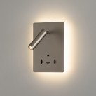 Manat sieninis šviestuvas 16/3568, matinis nikelis, LED 5 W 3000 K 415 lm + 3 W 3000 K 285 lm, CRI90 CL.I, du jungikliai, su USB, USB-C, reguliuojamas