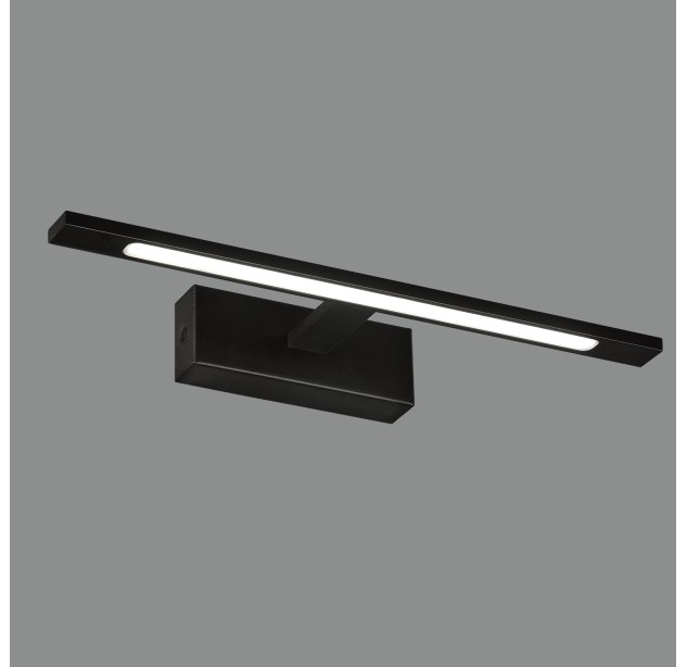 Menorca sieninis šviestuvas 450 mm, tekstūruotas juodas, LED 12 W, 1480 lm, CRI 90, CL.II, IP44, 3000 K–4000 K, slankusis jungiklis