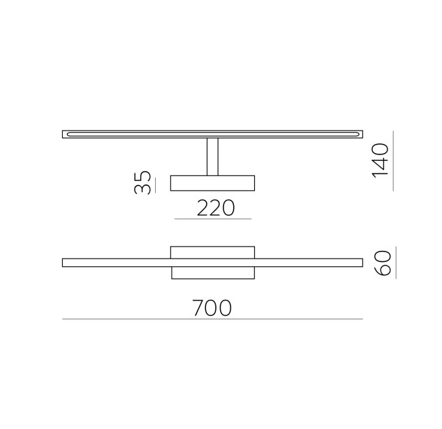 Menorca sieninis šviestuvas 700 mm, chromas, LED 17 W, 1900 lm, CRI90, CL.II, IP44, 3000 K–4000 K, slankusis jungiklis, dimeriuotas, triakas, ON-DEMAND **