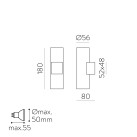 Zoom sieninis šviestuvas 16/3764-18 tekstūruotas juodas, LED GU10 2x8W, CL.I