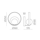 Sieninis šviestuvas „Halo“ tekstūruotas juodas/opalinis, LED 5 W, 370 lm, CRI 90, klasė I, 2700–3000 K, slankusis jungiklis