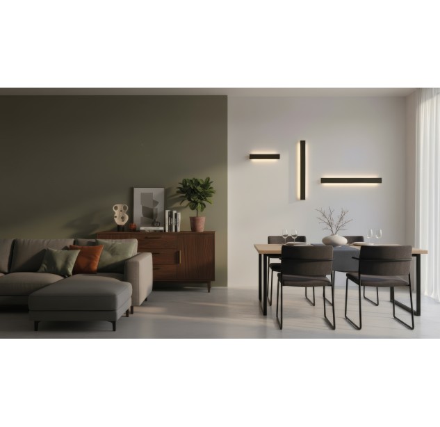 Fosca sieninis šviestuvas 16/3833-40 tekstūruotas juodas, LED 10 W 1050 lm, CRI90 CL.I, integruotas LED, 2700 K–3000 K–4000 K slankusis jungiklis, dim. DALI/Push, ON-DEMAND **