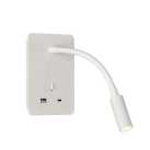 Senda sieninis šviestuvas 16/3835 tekstūruotas baltas, LED 3 W, 3000 K, 285 lm, CRI 90, CL.I, su jungikliu, su USB, USB-C, reguliuojamas