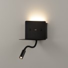 Sieninis šviestuvas „Calma“ 16/3836, tekstūruotas juodas, LED 6 W 3000 K 630 lm + 3 W 3000 K 285 lm, CRI90 CL.I, du jungikliai, su USB, USB-C, reguliuojamas